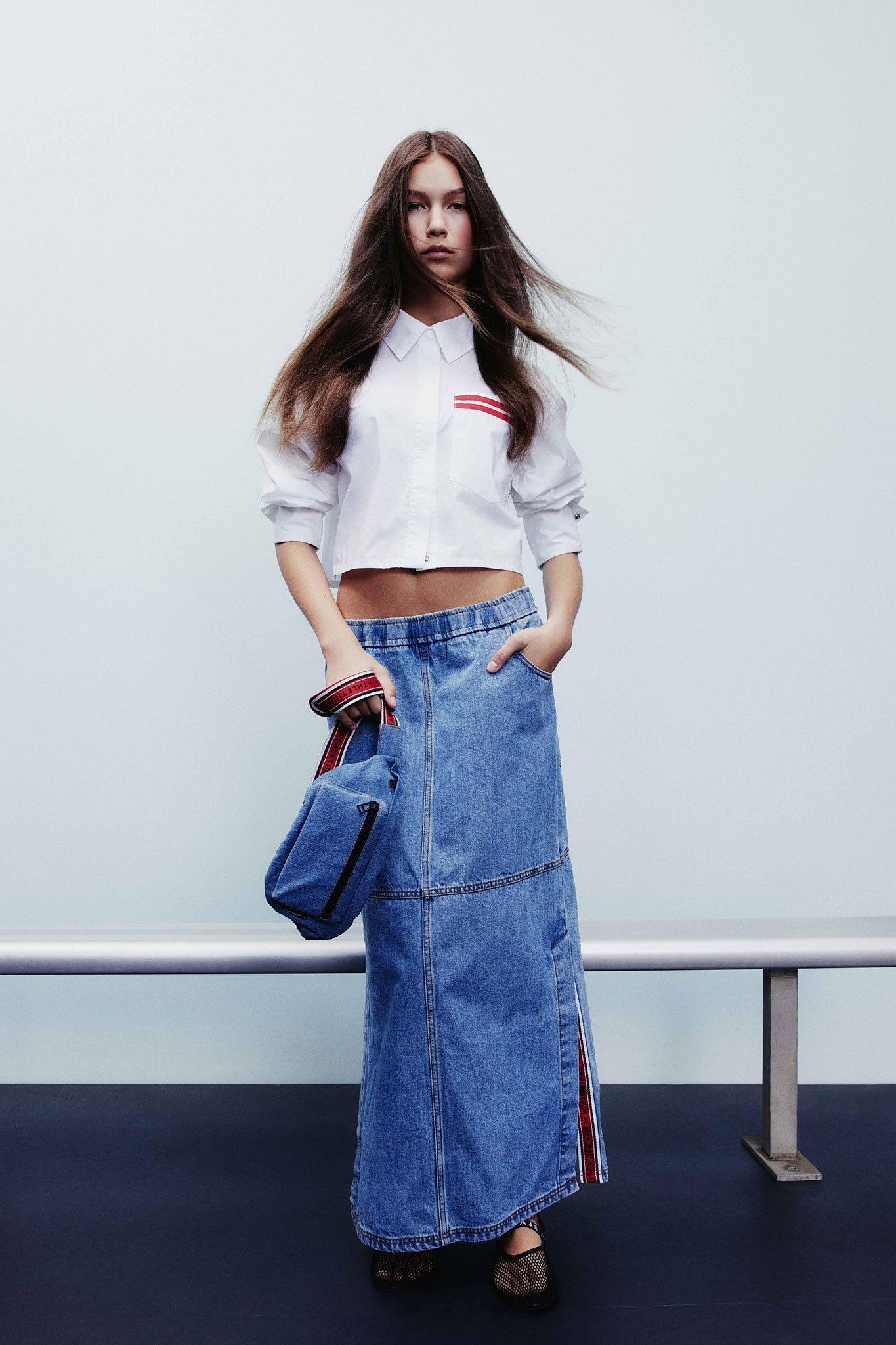 Longline Denim Skirt