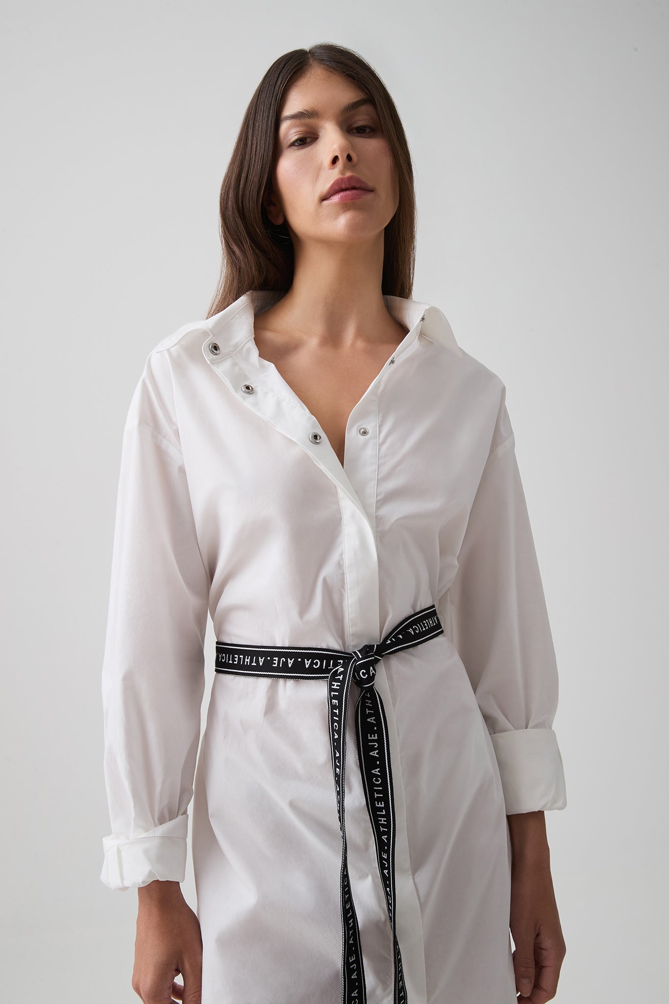 Belted Logo Shirt Dress 824