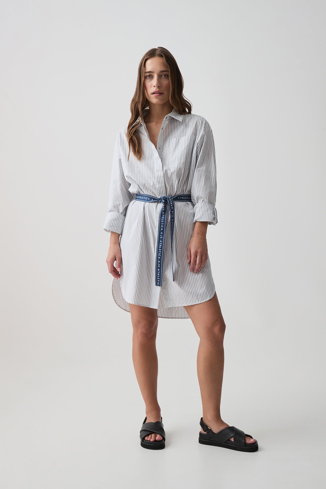 Belted Logo Shirt Dress 824