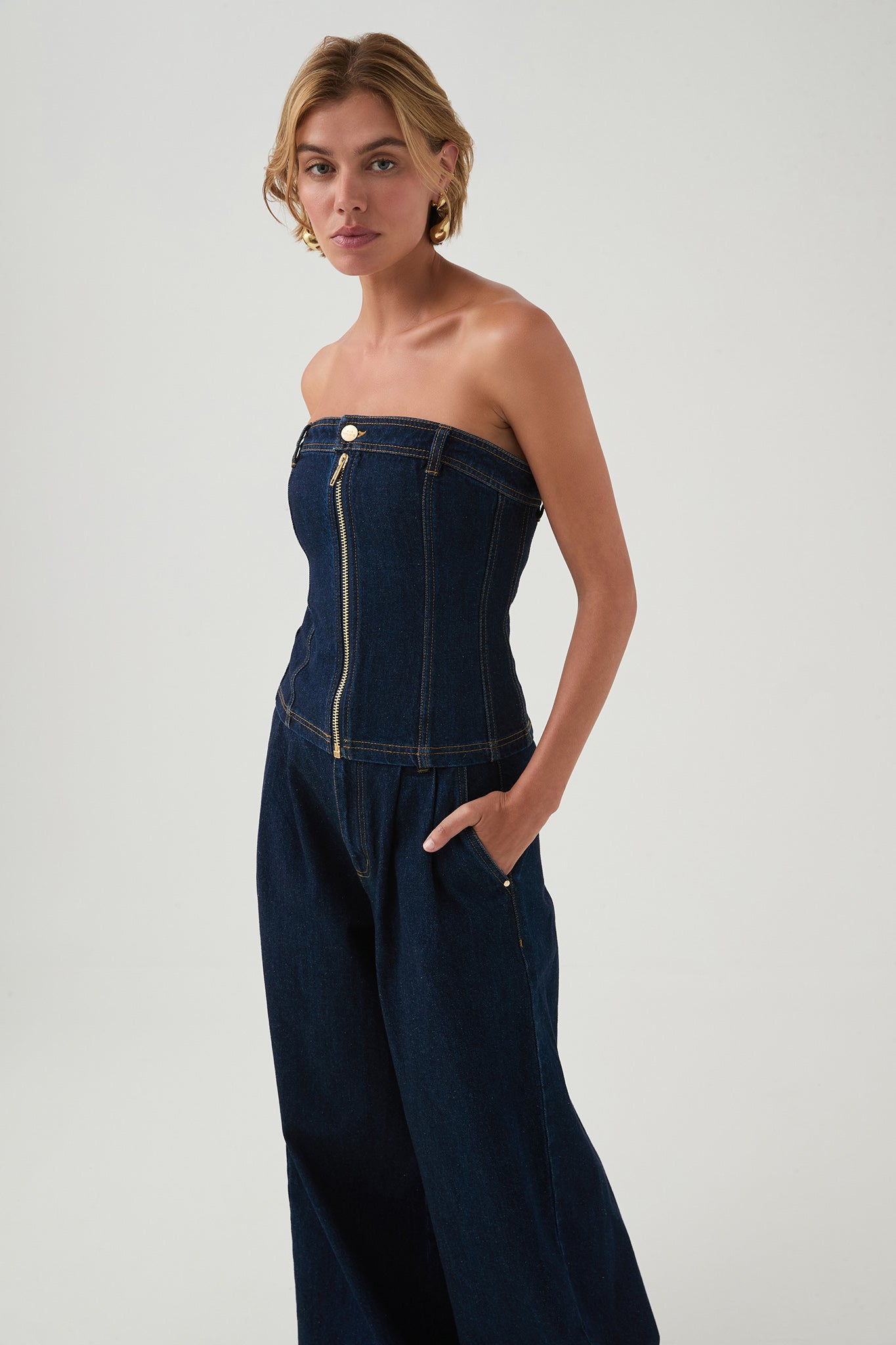 Junee Strapless Denim Bustier