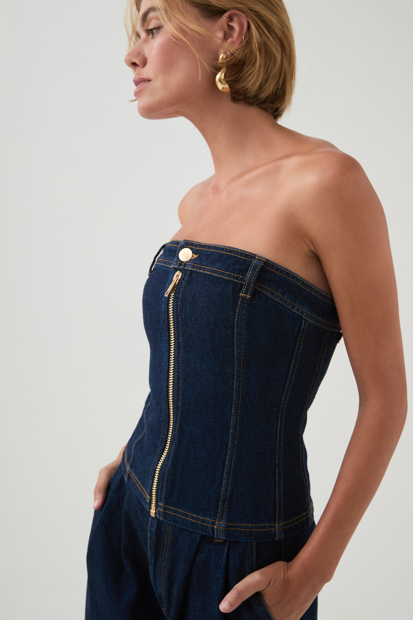 Junee Strapless Denim Bustier